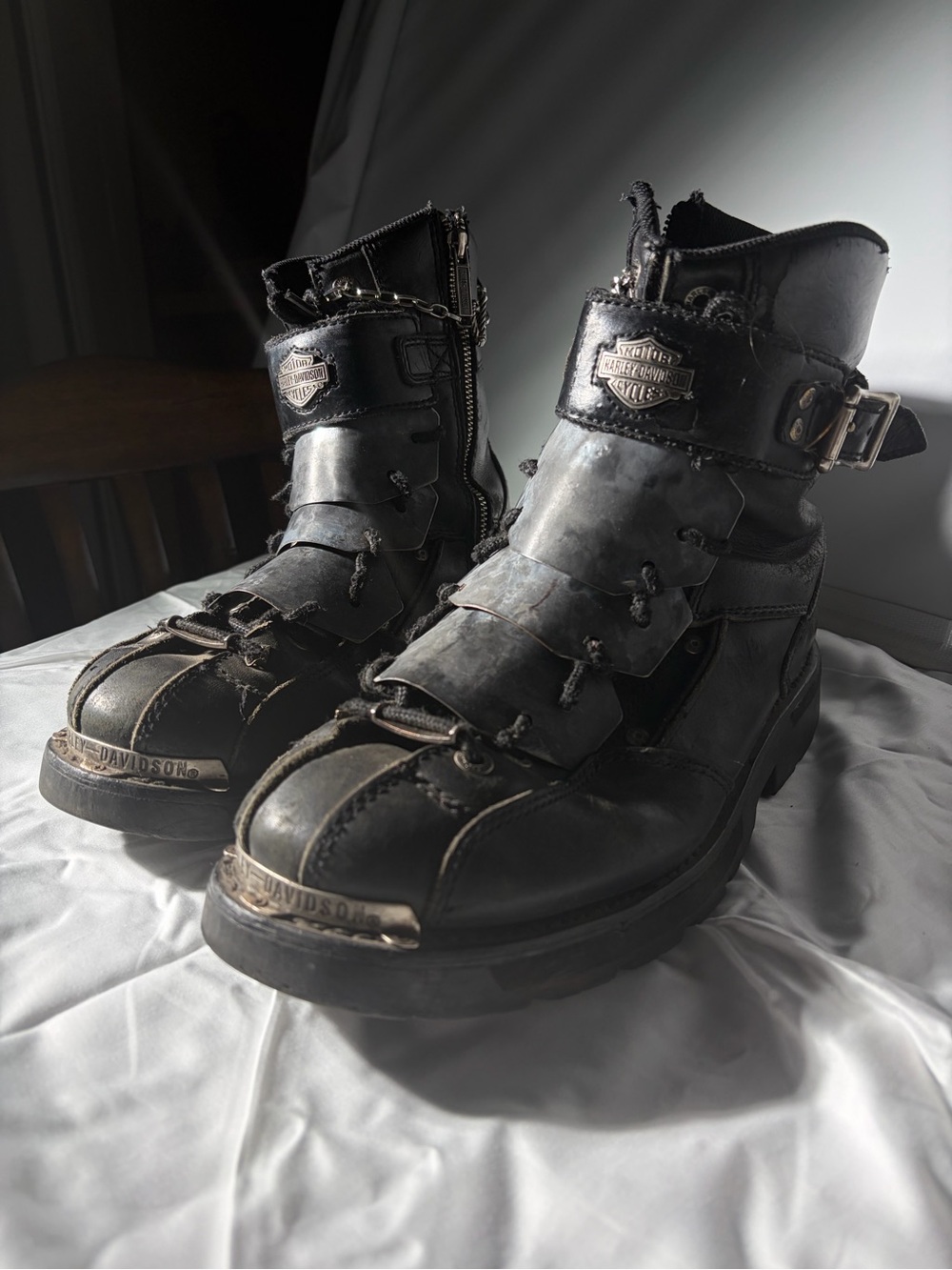 Harley-Davidson Black Leather Men's Biker Boots Chstom